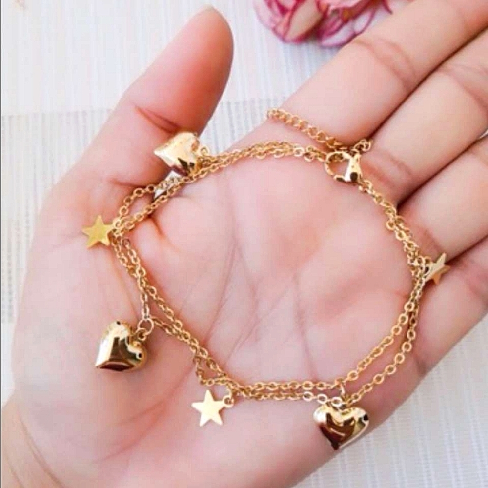 Heart and Star Anklet